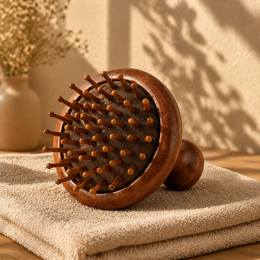 Brosse massante en bois - Active la pousse et détend le cuir chevelu