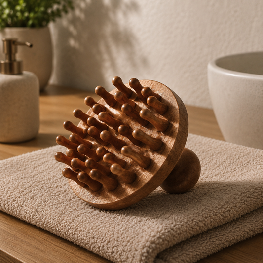 Brosse massante en bois - Active la pousse et détend le cuir chevelu